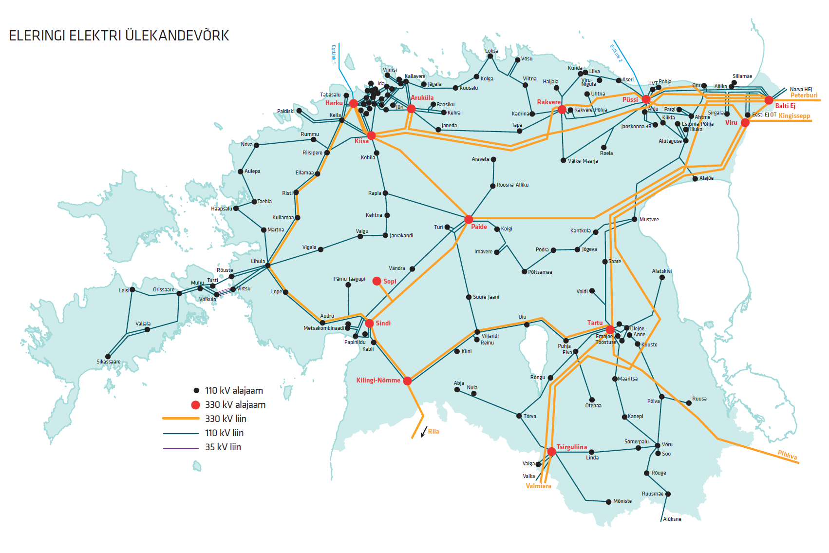 Eesti elektrivõrgu kaart